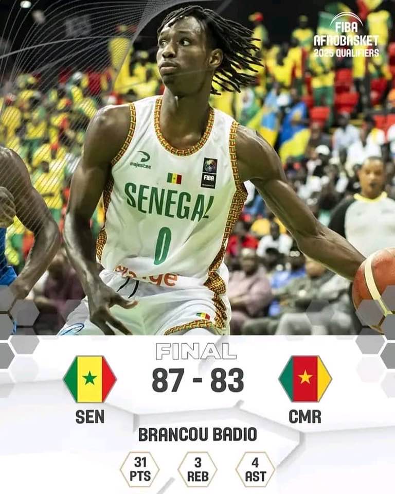 *Qualif’AfroBasket 2025 : Le Sénégal brille face au Cameroun grâce à un Brancou Badio époustouflant (87-83)