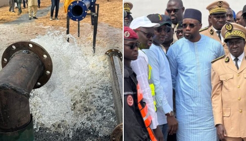 Le PM Ousmane Sonko vient D’INAUGURER à Touba un nouveau FORAGE d’une capacité de 250 m3/h.