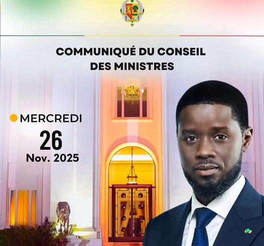 Communiqué du Conseil des Ministres du mercredi 26 novembre 2025.