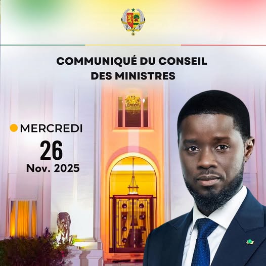 Communiqué du Conseil des Ministres du mercredi 26 novembre 2025.