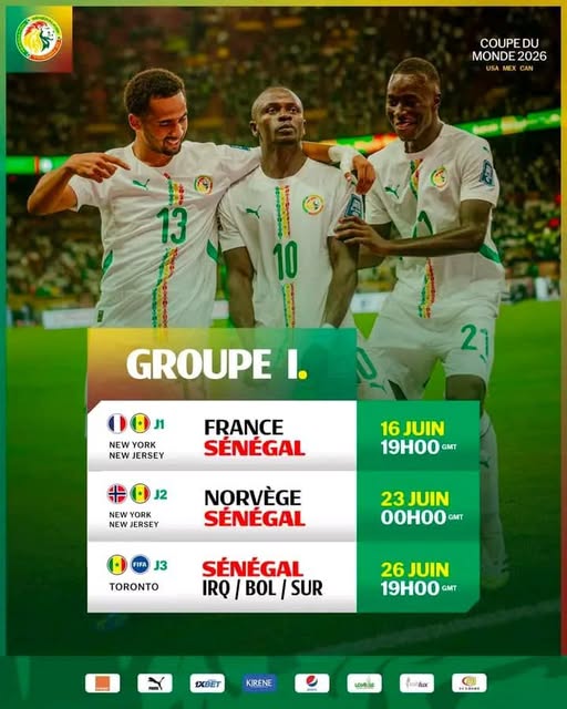 COUPE DU MONDE FIFA 2026 – LES LIONS DU SÉNÉGAL CONNAISSENT LEUR CALENDRIER DANS LE GROUPE I