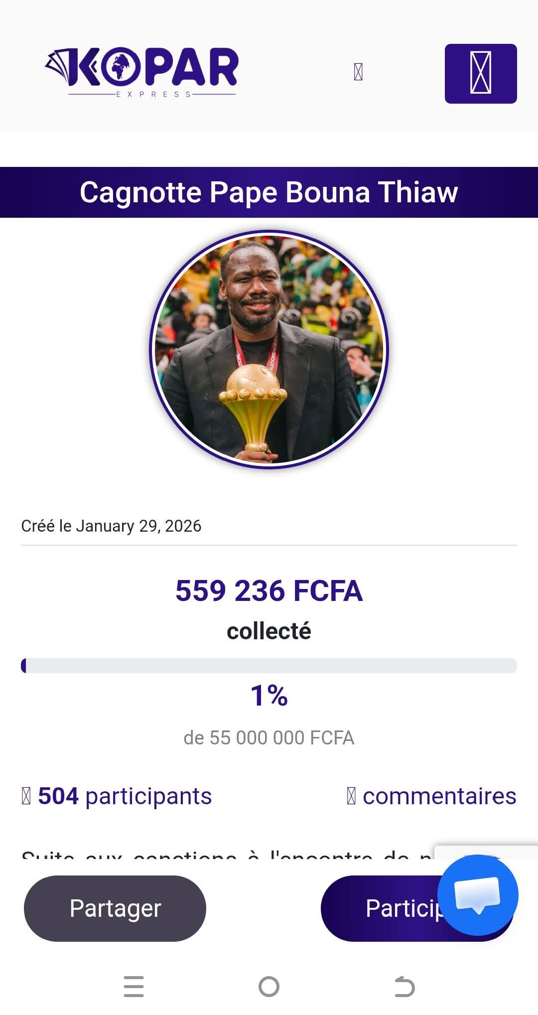 SANCTIONS : PAPE BOUNA THIAW REMERCIE LE PEUPLE ET REFUSE TOUTE CAGNOTTE EN SON NOM